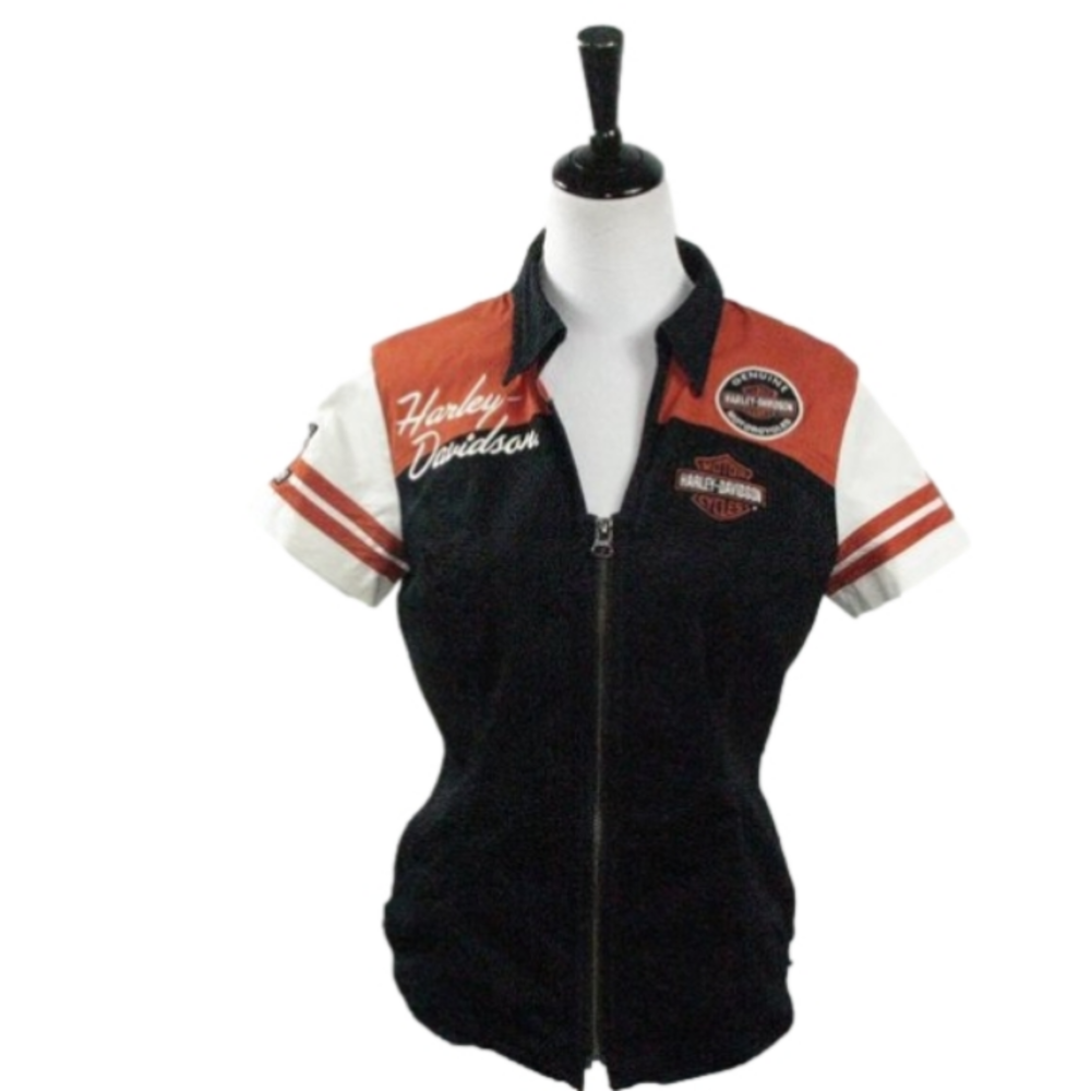 Harley-Davidson Zip Front 5 Patch Short Sleeve Sh… - image 1